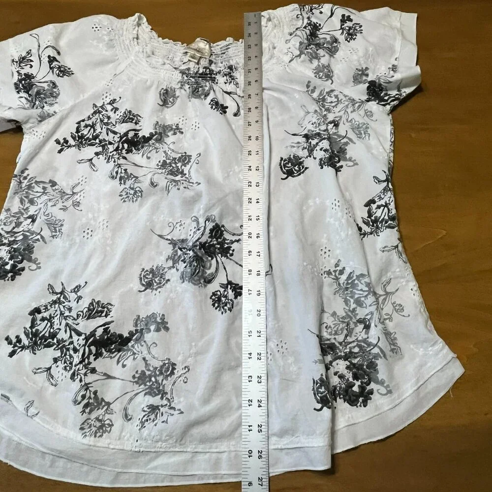 Dressbarn Floral Eyelet Top 1X Puff Sleeve Fairy Bloomcore Boho Cotton - Picture 6 of 8